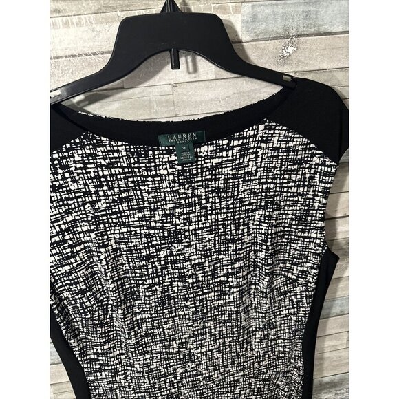 Women’s Lauren Ralph Lauren Sleeveless Dress Black White Plus Size 14 - Picture 15 of 16